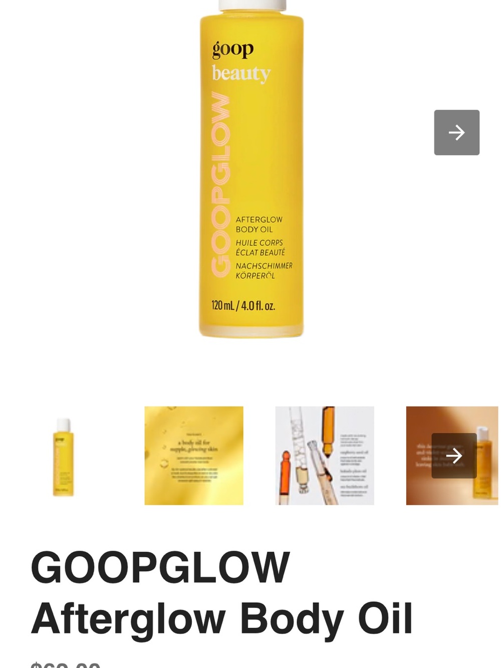 BNIB by goop beauty Afterglow Body Oil — White